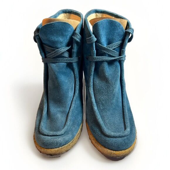 Michael by Michael Kors Rory Womens Wedge Suede Ankle Boots Teal Size 6 - Picture 4 of 8